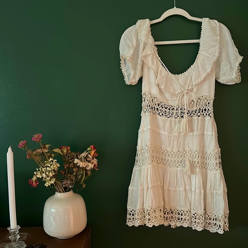 Free People    Lace Eyelet     Mini Dress